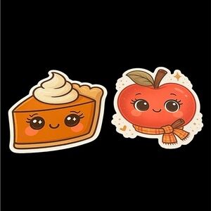 Fall Autumn Die Cut Stickers Pumpkin Pie & Apple Set